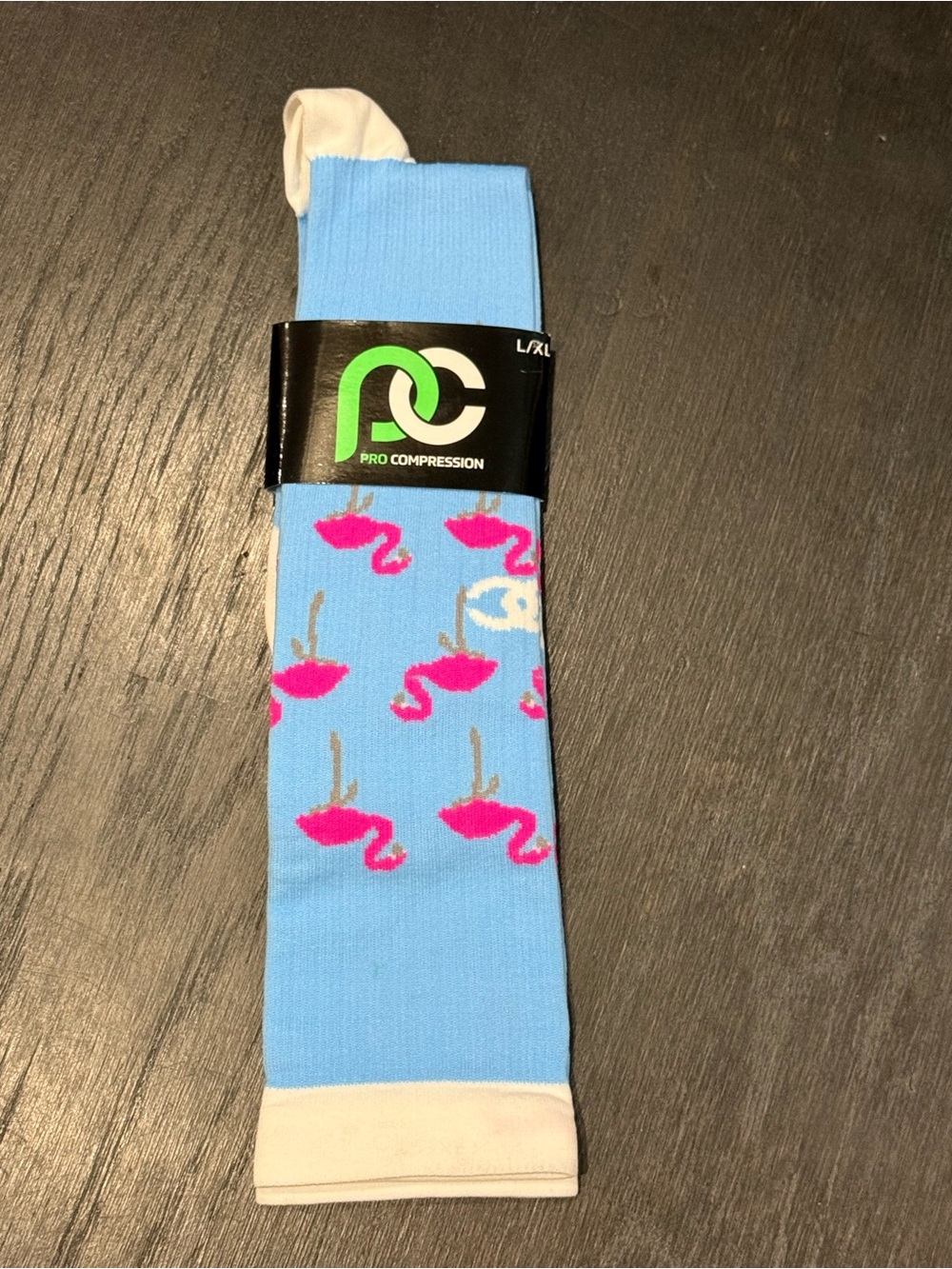 New PRO Compression Light Blue Flamingo Performance Socks Large/XL